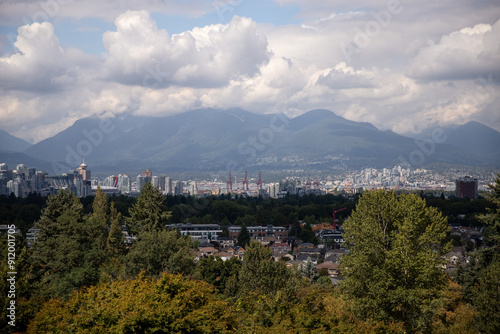 View of the city of Vancouver from Botanical Garden, BC. 