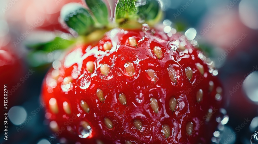 Close-up of a Red Strawberry Covered in Water Droplets Close-up of a Red Strawberry Covered in Water Droplets