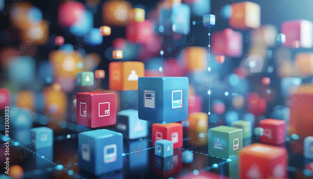 Left Section Clean and modern icons representing leads contact cards, small human figures in 3D71B8 Left Section Clean and modern icons representing leads contact cards, small human figures in 3D71B8