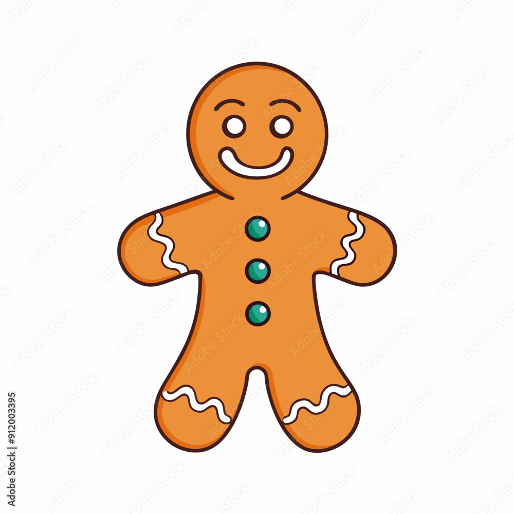 Obraz premium gingerbread man isolated on white, gingerbread person vector illustration, Christmas gingerbread vector art, christmas gingerbread man with house silhouette, ingerbread vector icon, eps