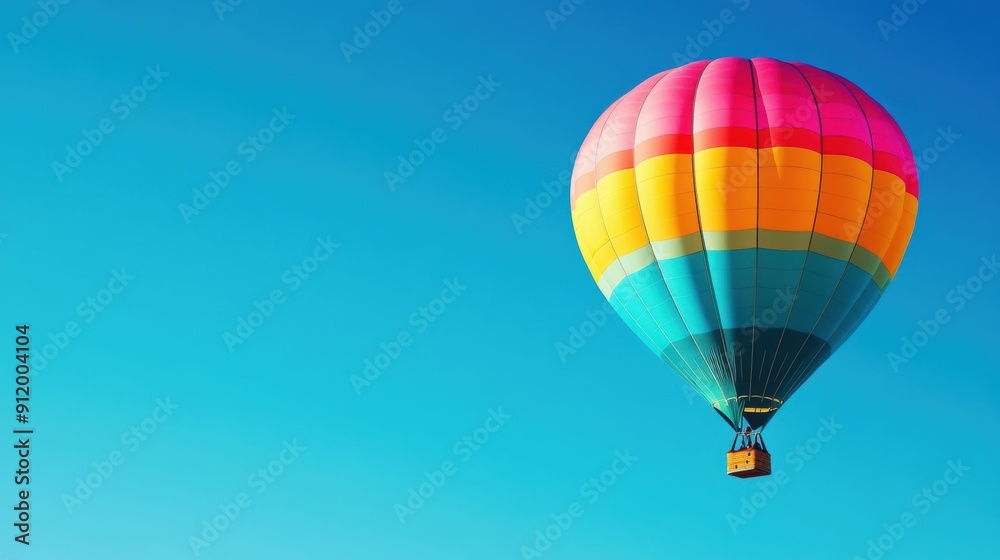 Obraz premium Colorful Hot Air Balloon Soaring Against a Blue Sky