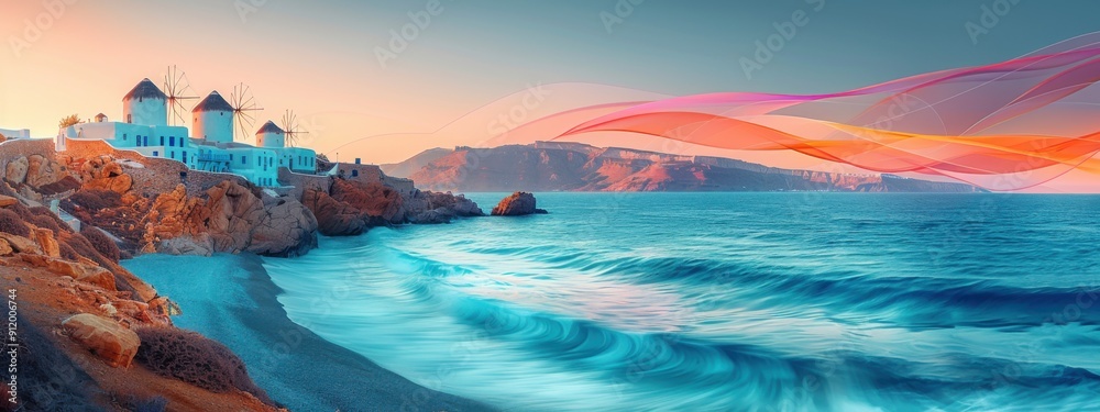 Obraz premium Sunset and sunrise reflections over tranquil waters