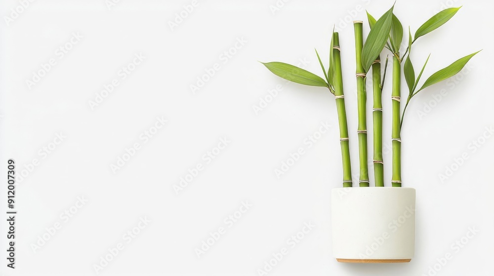 Bamboo planters, eco-friendly home decor, flat design illustration Bamboo planters, eco-friendly home decor, flat design illustration