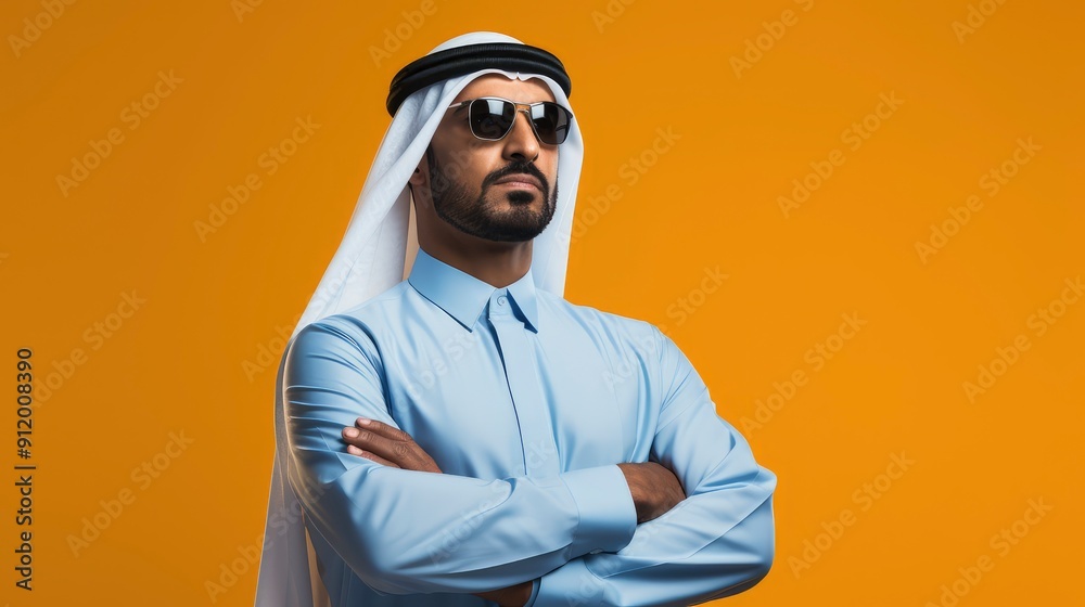 Arab businessman in Dubai, one color background with generative ai