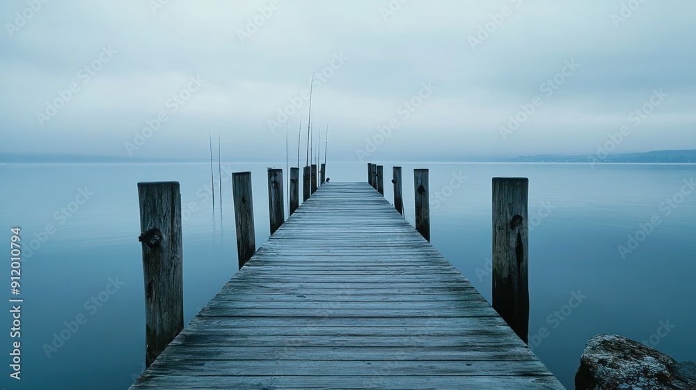 Wooden Pier on a Serene Lake Wooden Pier on a Serene Lake