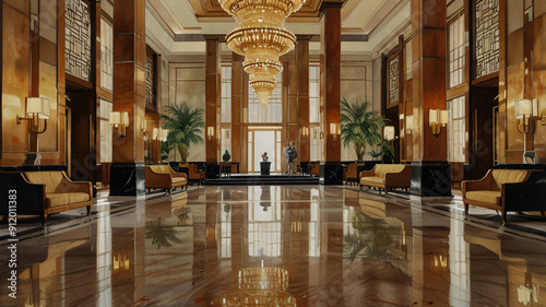 Watercolor Painting: Experience the opulence and elegance of the Art Deco era with this luxurious art deco painting. Gilded geometric patterns adorn the canvas, 