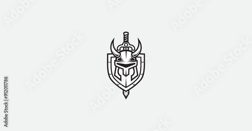 Viking helmet warrior logo