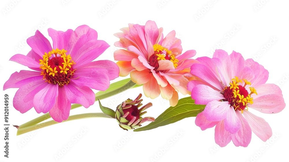 Obraz premium Zinnia on White Background