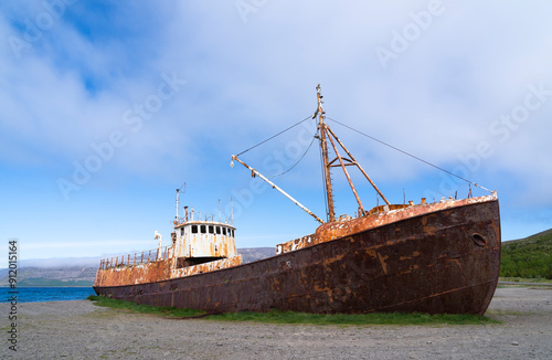 Stranded Boat In Westfjords, Iceland  