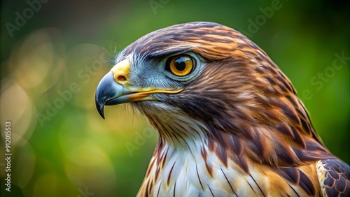 Regal hawk profile with sharp beak and piercing eyes, hawk, regal, profile, sharp beak, piercing eyes, predator