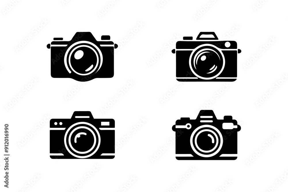 Set of Camera silhouette illustration. Set of Camera silhouette illustration.