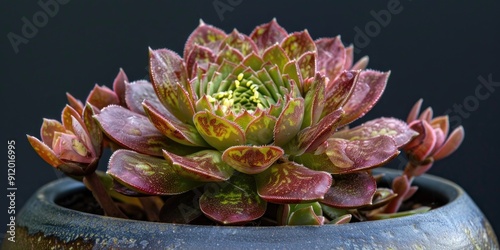 Aeonium haworthii Kiwi succulent plant in bloom photo