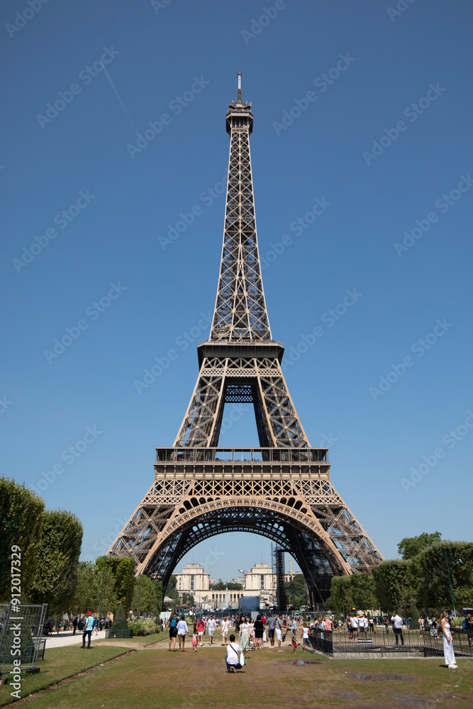 The landmark building of the Eiffel Tower at the Paris Olympics in France The landmark building of the Eiffel Tower at the Paris Olympics in France