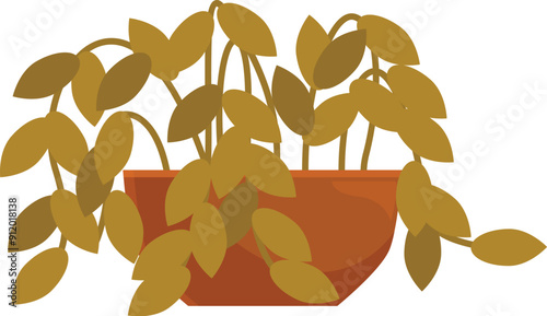 Once vibrant houseplant is now wilting and drooping, its leaves turning brown from lack of water