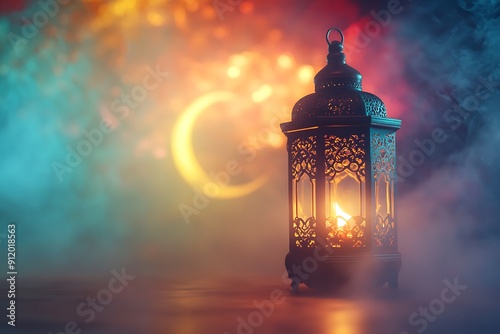 Islamic Arabian design background with beautiful lantern