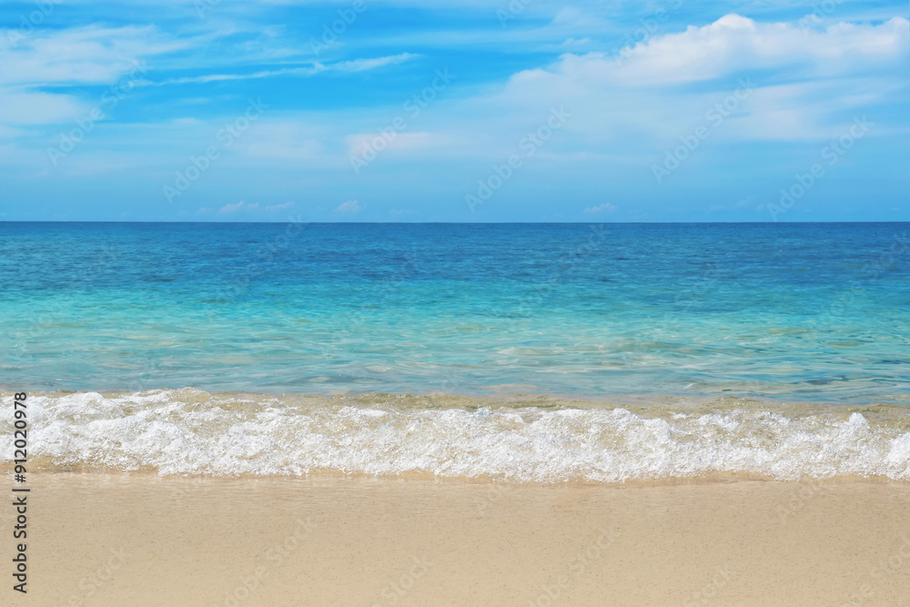 Beautiful tropical beach with blue sky, Nature background Beautiful tropical beach with blue sky, Nature background
