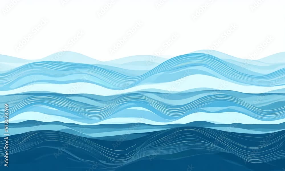 Abstract Ocean Waves in Blue Tones