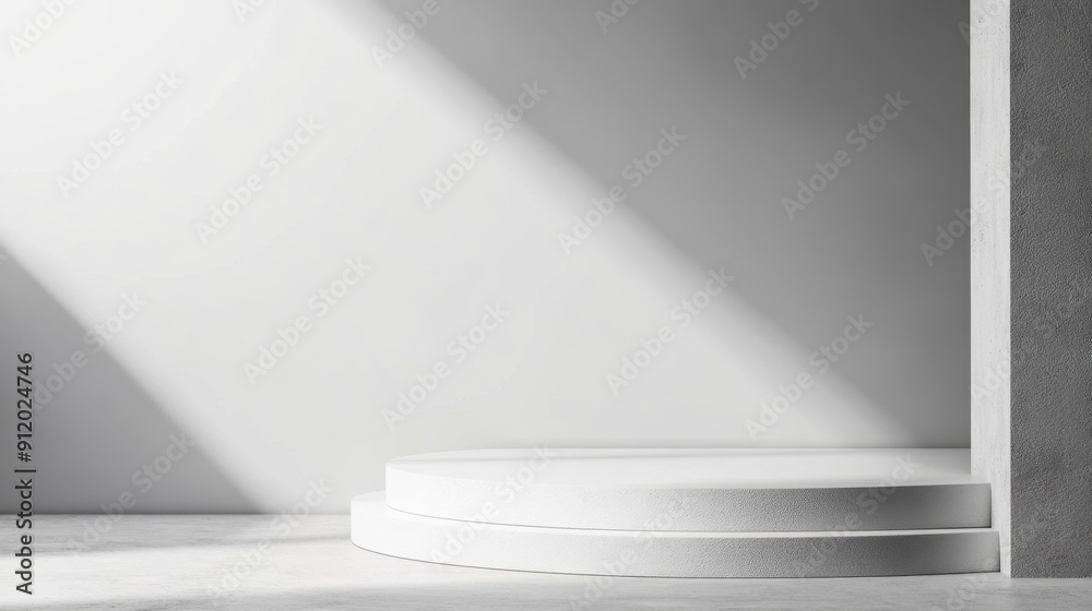 Obraz premium White product background with empty blank space corner. Minimal modern design for product display.