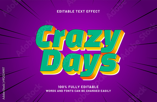 crazy days editable text effect in kids and happy text style