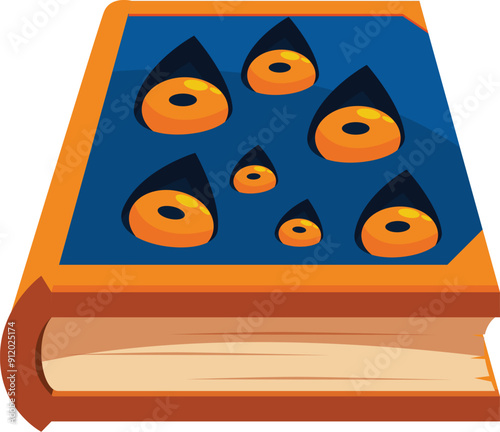 Scary book cover with eyes staring at you from the cover, perfect for halloween projects