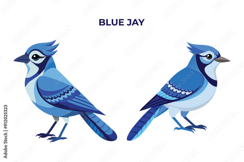Obraz premium Beautiful Blue Jay on white background vector illustration 