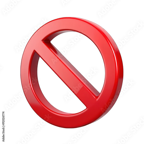 Red prohibition sign 3d isolated on transparent background