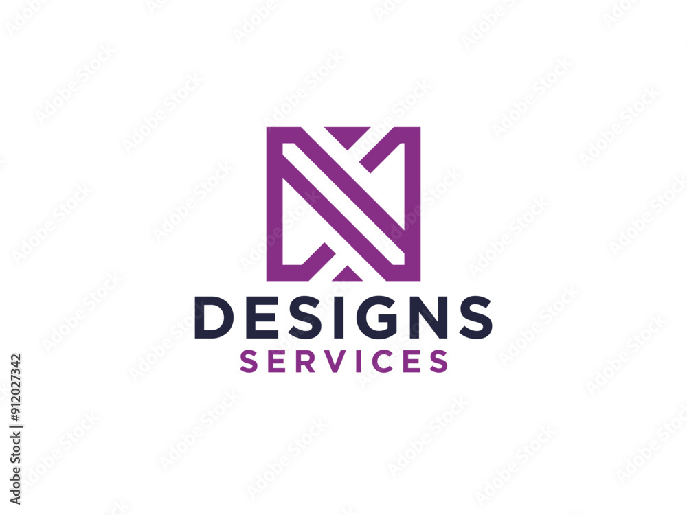 Fototapeta premium Abstract Initial Letter N Logo. Square Geometric isolated on White Background. Usable for Business and Branding Logos.