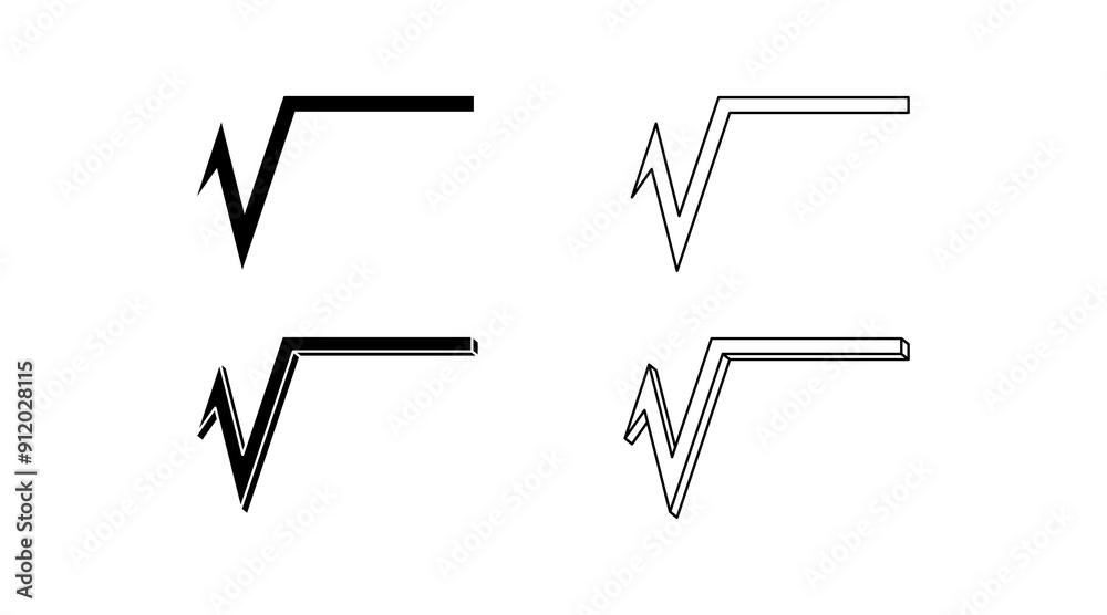 outline silhouette Radical symbol set isolated on white background outline silhouette Radical symbol set isolated on white background