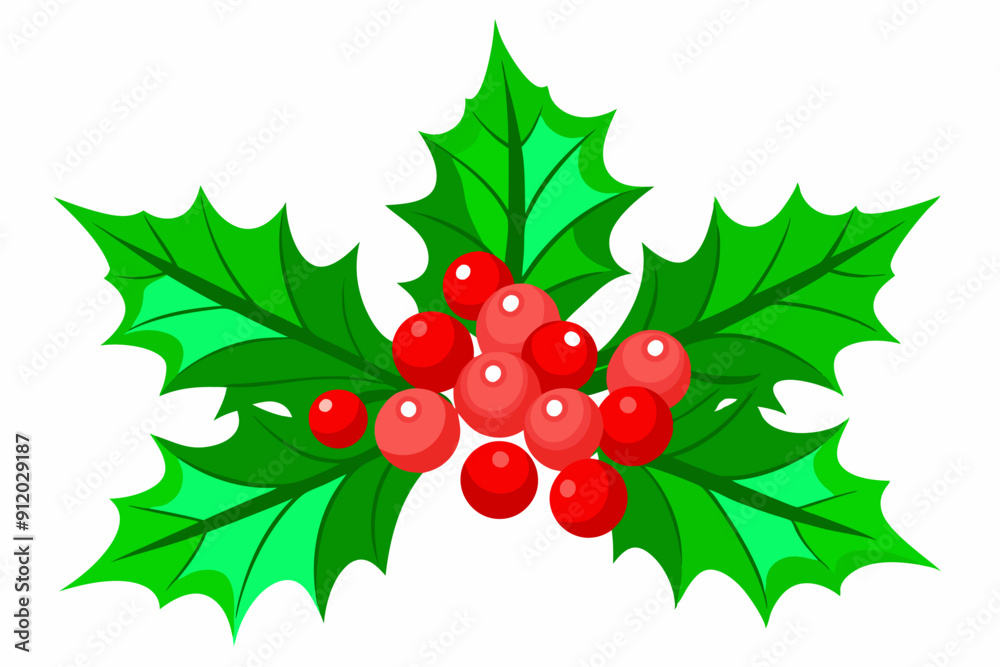 Elegant Christmas Holly Vector Graphics for Holiday Design Projects Ideal for Greeting Cards, Logos, Illustrations, Gift Tags, and Unique Seasonal Branding to Add a Touch of Festive Tradition