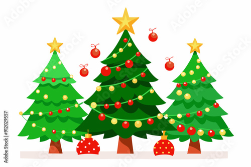 Charming Christmas Trees Vector Graphics for Holiday Design Projects Ideal for Greeting Cards, Logos, Illustrations, Gift Tags, and Unique Seasonal Branding to Add Festive Cheer