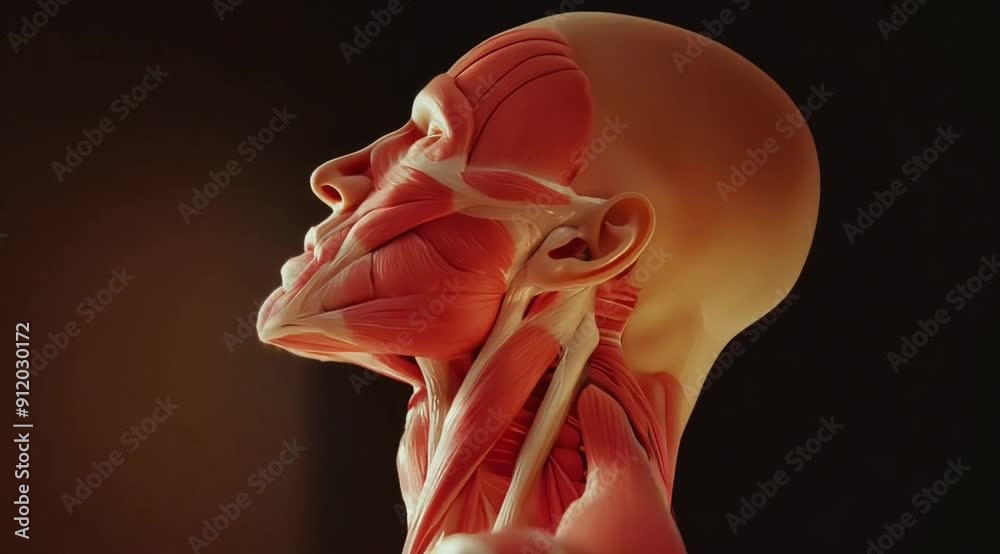 Detailed Anatomy of a Human Head - Comprehensive 3D Animation Showing Muscles, Bones, and Organs