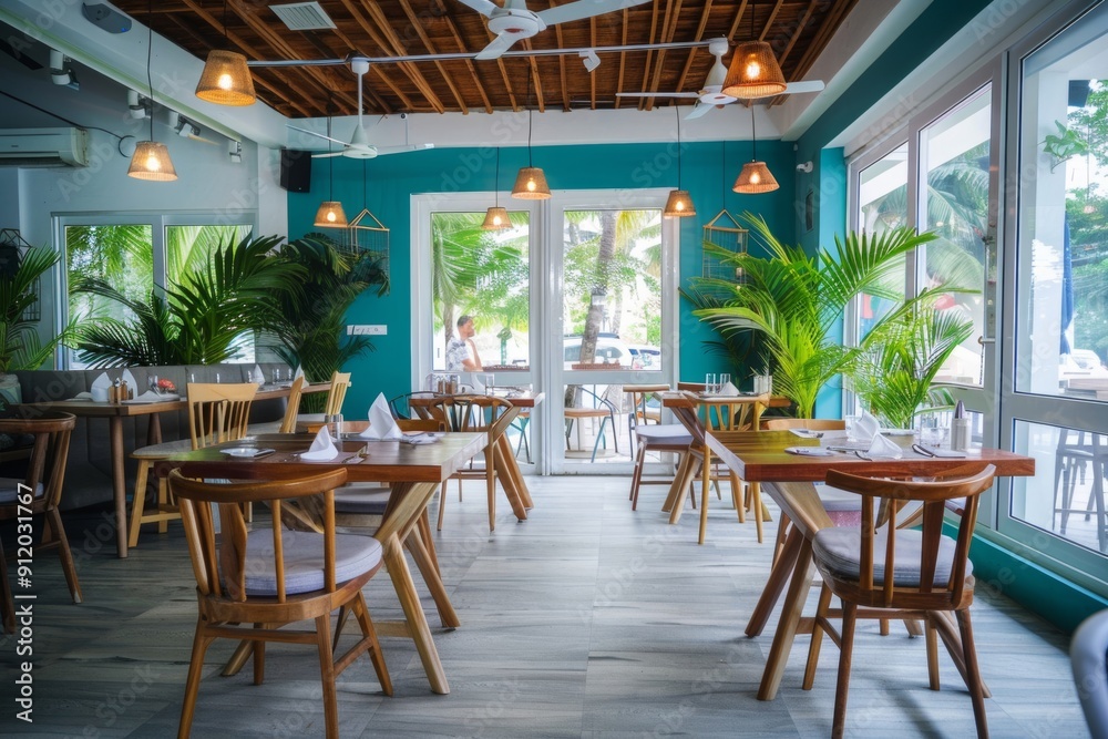 A social seaside cafe with welcoming decor and an ocean breeze A social seaside cafe with welcoming decor and an ocean breeze