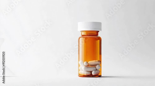 3D Animation of Clear Orange Prescription Pill Bottle - High-Quality Visuals for Healthcare and Medicine photo