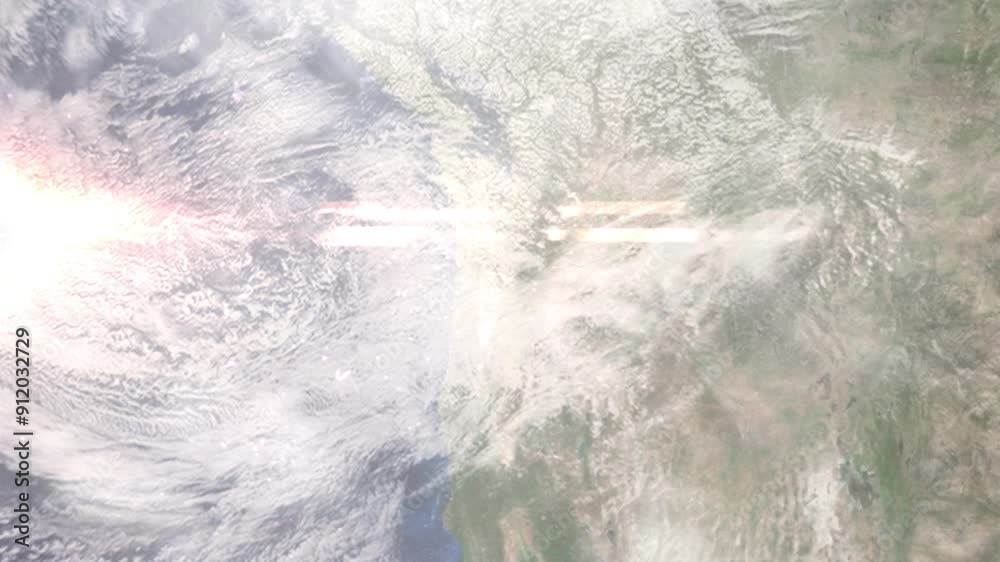 Earth zoom in from space and focus on Lake Oswego, Oregon, USA. Background for travel intro or blog. Satellite view. 3D style Animation. Images from NASA.