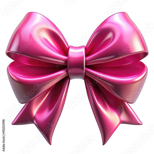 Shiny pink bow 3d isolated on transparent background