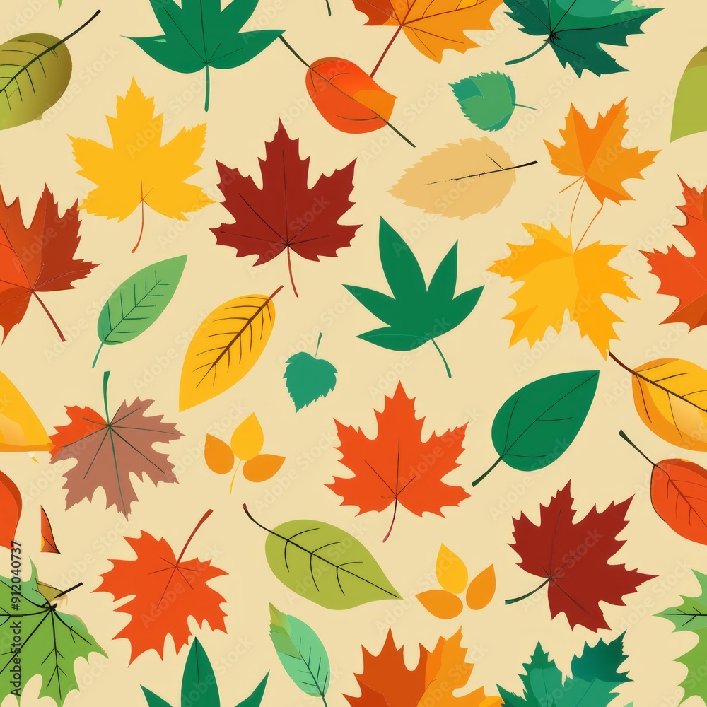 Obraz premium seamless pattern of colorful autumn leaves scattered on the ground