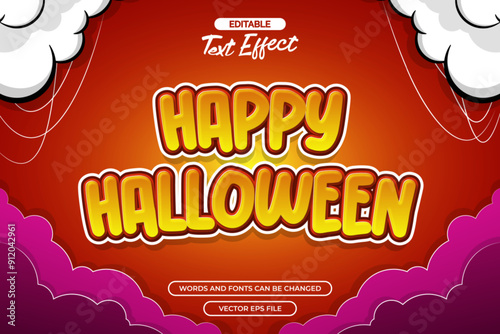 Happy halloween editable text effect vector