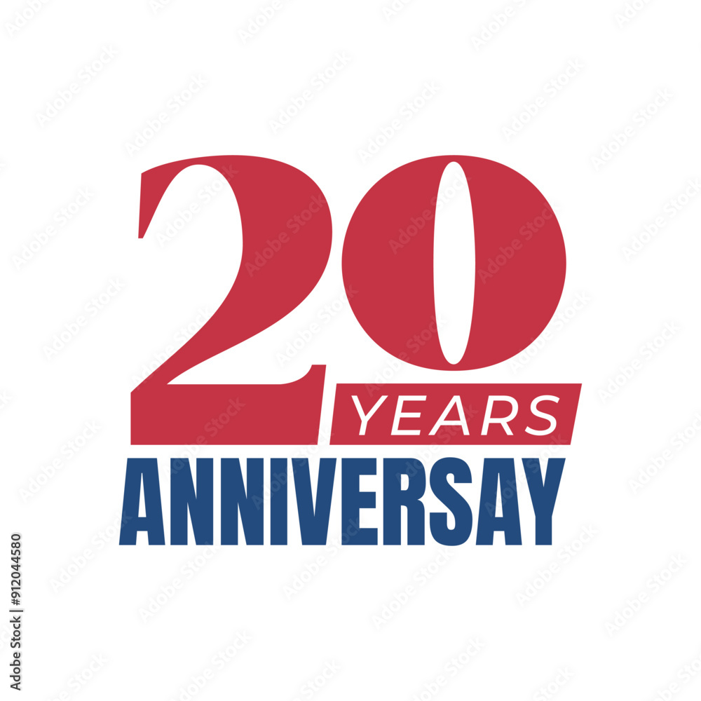 Red color 20th anniversary logo on white background. 20 years anniversary badge, sticker, label, icon, stamp. Birthday celebration greeting card, poster, banner. Number 20. vector typography. Red color 20th anniversary logo on white background. 20 years anniversary badge, sticker, label, icon, stamp. Birthday celebration greeting card, poster, banner. Number 20. vector typography.