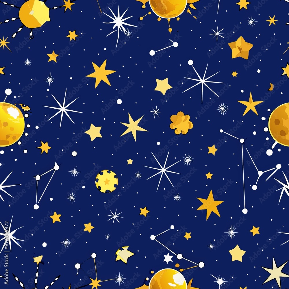 Fototapeta premium seamless pattern of starry night sky with constellations