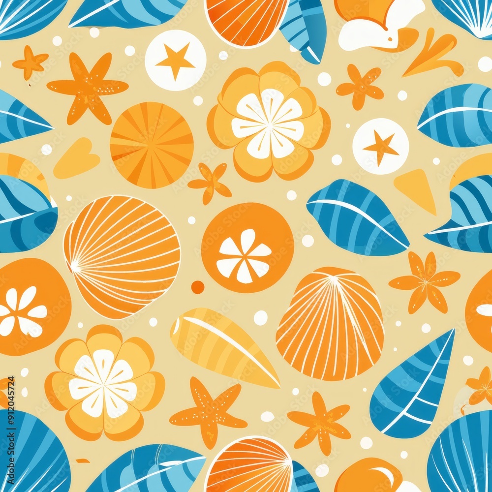 seamless pattern of sunny beach shells and sand dollars seamless pattern of sunny beach shells and sand dollars