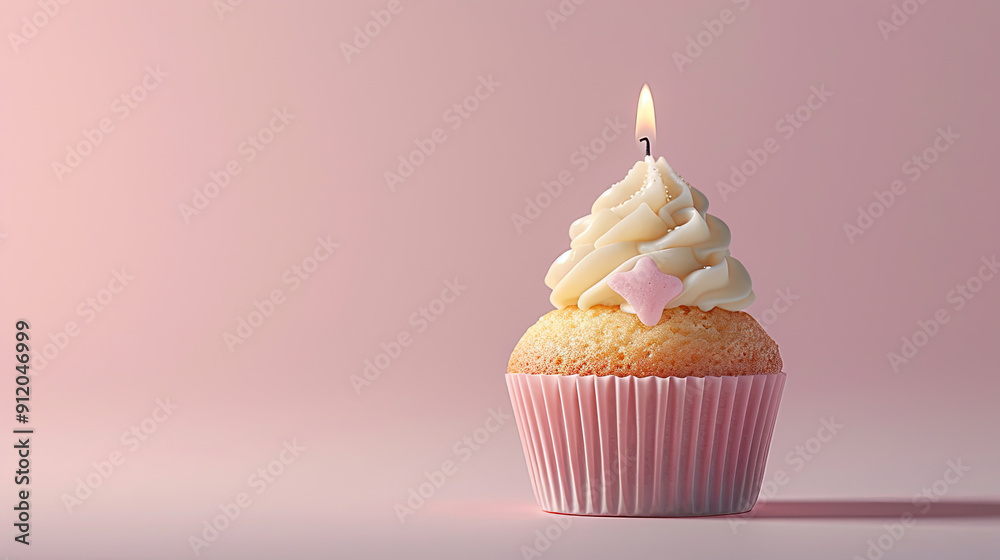 a cupcake with one candle on top a cupcake with one candle on top
