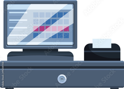 Sleek and modern cash register is shown, ready to assist with sales and transactions