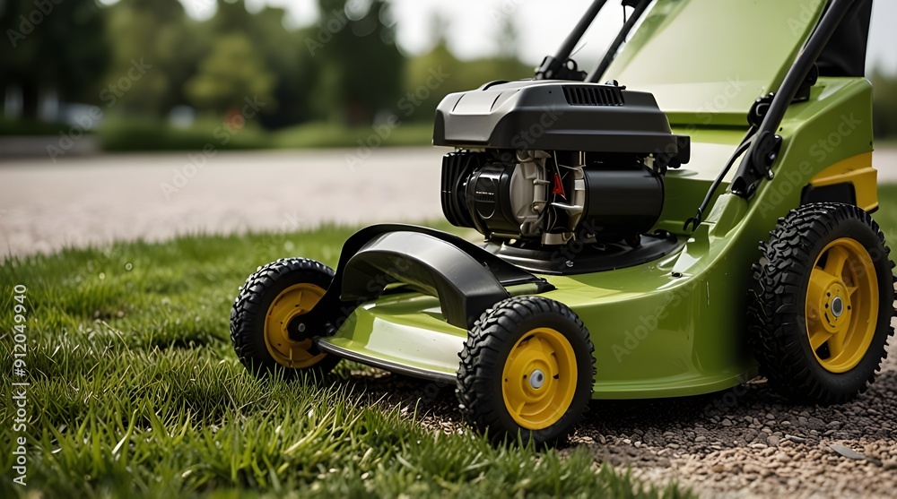 New lawn mower isolated on white background.generative.ai New lawn mower isolated on white background.generative.ai