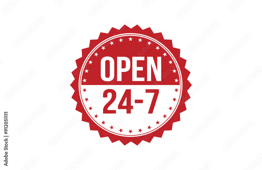 Red banner open 24-7 isolated on white background. Red banner open 24-7 isolated on white background.
