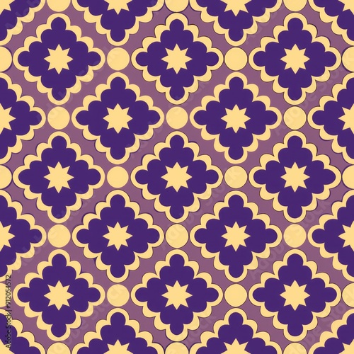 seamless pattern of celestial quatrefoil designs