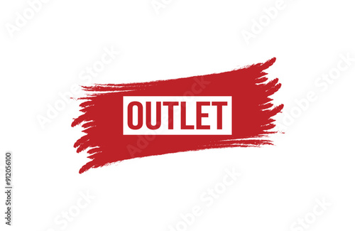 Brush style outlet red banner design isolated on white background.