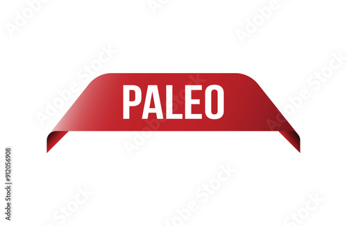 Red banner paleo isolated on white background.