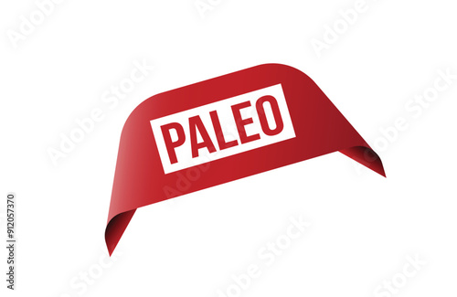 Red banner paleo isolated on white background.