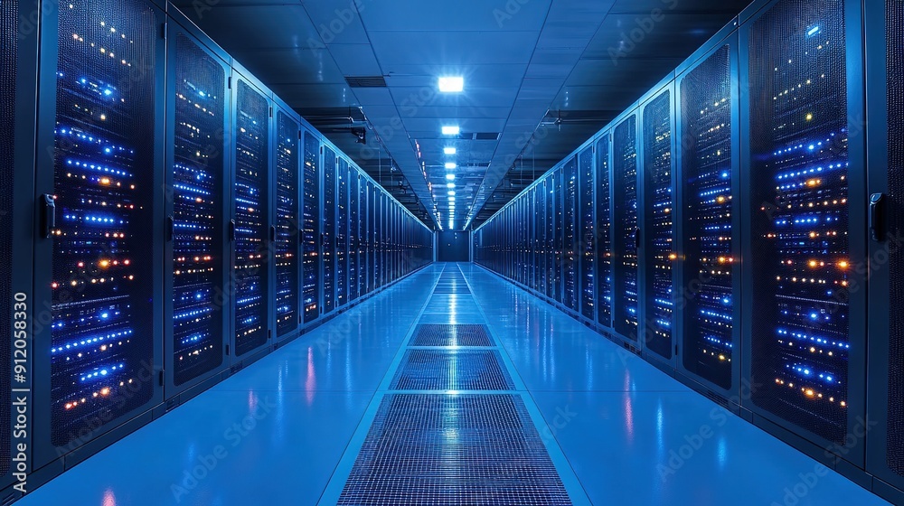 Illuminated Server Racks in a Modern Data Center Illuminated Server Racks in a Modern Data Center