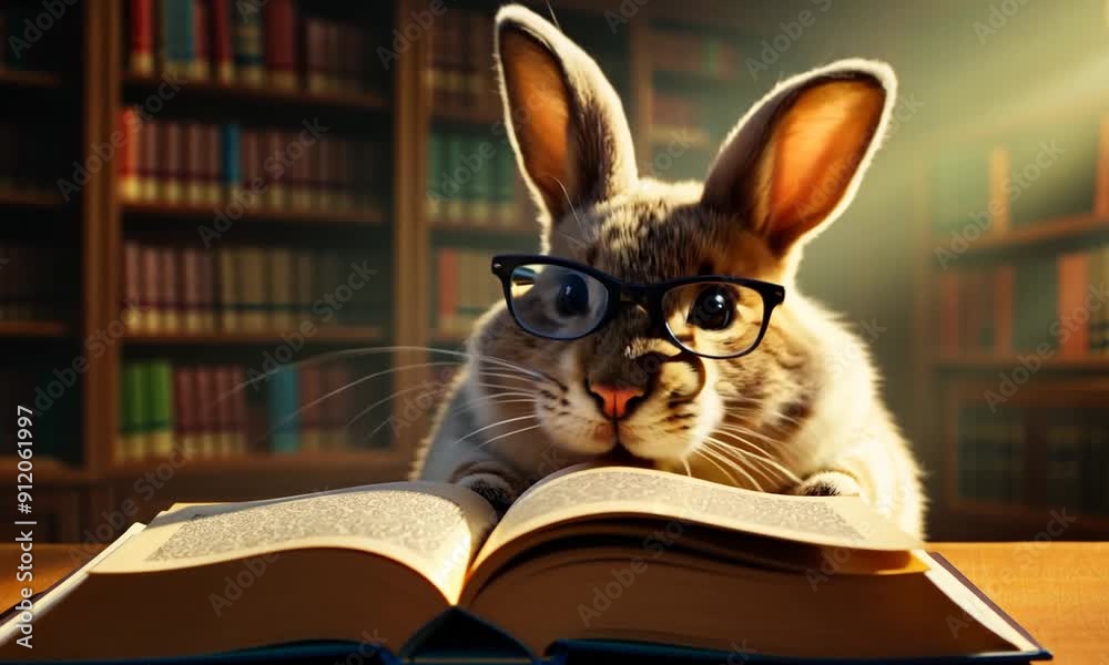 A Bunny Reading in a Library A Bunny Reading in a Library